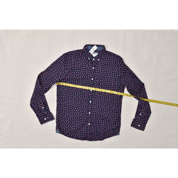 EXPRESS Slim Soft Wash Watermelon Print Button Down Shirt Size M Long Sleeve - Picture 4 of 8